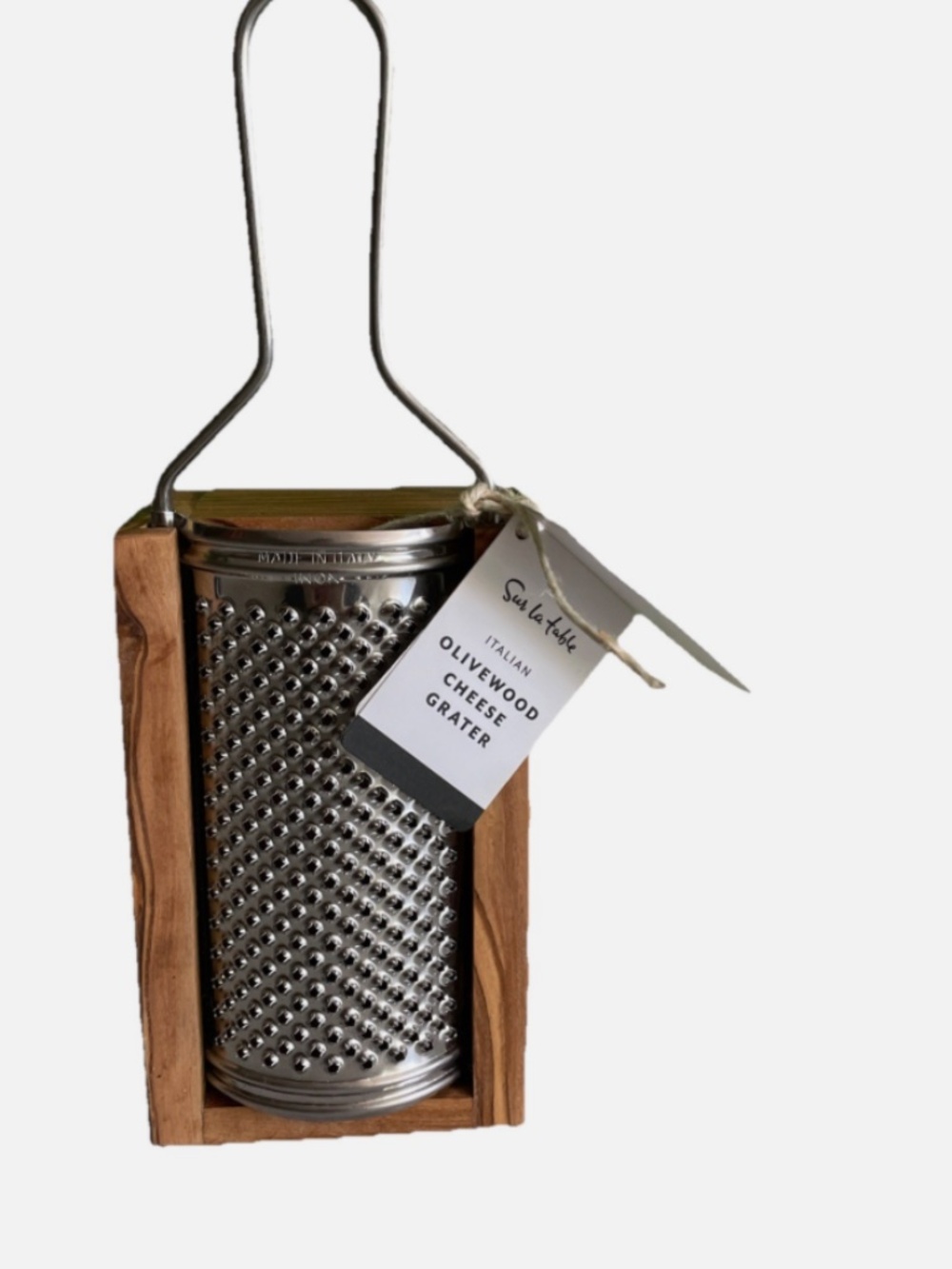 NEW - SUR LA TABLE ITALIAN OLIVE WOOD BOX CHEESE GRATER